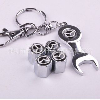 (11 hãng) Bộ 4 nắp chụp van ô tô theo hãng xe chất liệu inox chống han rỉ - tặng kèm cờ lê và móc khóa tiện lợi