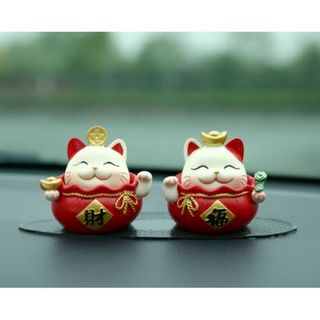 Set mèo thần tài và ông thần tài trang trí taplo ô tô, xe hơi, bàn làm việc Kim Huệ Yêu Xe