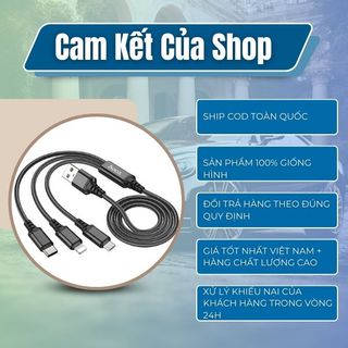 Cáp Sạc 3 Đầu Type C,,Micro USB Siêu Bền và tiện ích