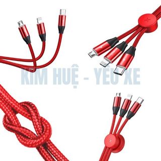 Cáp Sạc 3 Đầu Type C,,Micro USB Siêu Bền và tiện ích