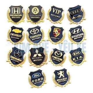 Bộ 2 miếng dán logo kim loại logo HYUNDAI và các hãng xe - MOTOR bông lúa - trang trí ô tô - Kim Huệ Yêu