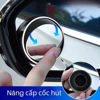 Bộ 2 Gương cầu lồi xoay 360 mini , đế hút kính gắn gương hậu ô tô, xe hơi, nhỏ gọn, tăng góc nhìn quan sát hiệu quả