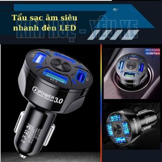 Tẩu Sạc Điện Thoại Nhanh 2 Cổng USB Và 2 PD.QC 3.0. PD20W Có Đèn Led Cho Xe Hơi Kim Huệ - Yêu Xe