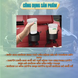 Giá Đỡ Cốc Nước Gắn Ghế Ngồi Xe Hơi Có Móc Treo Đồ 2in1 Và Giá Đỡ Treo Sau Xe Tiện Dụng - Kim Huệ Yêu Xe