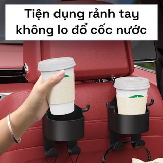 Giá Đỡ Cốc Nước Gắn Ghế Ngồi Xe Hơi Có Móc Treo Đồ 2in1 Và Giá Đỡ Treo Sau Xe Tiện Dụng - Kim Huệ Yêu Xe