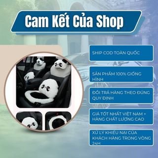 Bộ Gối Tựa Đầu,Tựa Lưng,Đệm Ghế Ô TÔ Nâng Chiều Cao Gấu Trúc Panda Lông Thỏ Dễ Thương