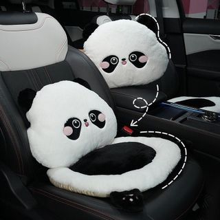 Bộ Gối Tựa Đầu,Tựa Lưng,Đệm Ghế Ô TÔ Nâng Chiều Cao Gấu Trúc Panda Lông Thỏ Dễ Thương