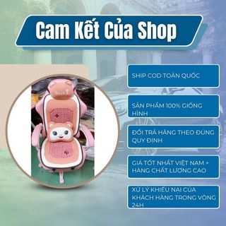 Combo 1 bộ lót ghế ô tô Bear hạt gỗ tặng gối cổ và lưng gấu Bear Hạt gỗ massage chống nóng thoáng khí
