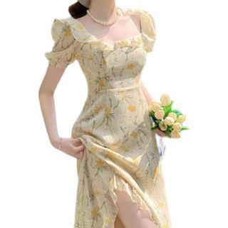 Đầm dự tiệc chất liệu voan in hoa cao cấp, mềm mại, sang trong,thanh lịch N52