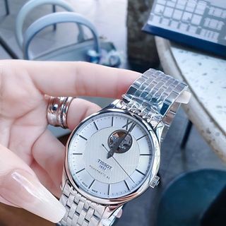 ĐỒNG HỒ NAM CƠ SIÊU CẤP TISỌT DÂY THÉP KÍNH SAPHIRE LỘ MÁY MÀU BẠC 1