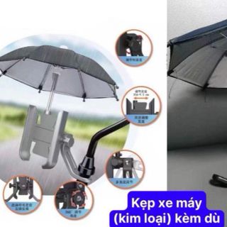 KẸP ĐIỆN THOẠI TRÊN XE MÁY KÈM DÙ M302 KIM LOẠI (CHÂN GƯƠNG) (KẸP + DÙ)