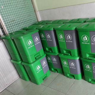 Thùng rác 2 ngăn đạp chân, thùng rác nhựa 2 ngăn 40 lít
