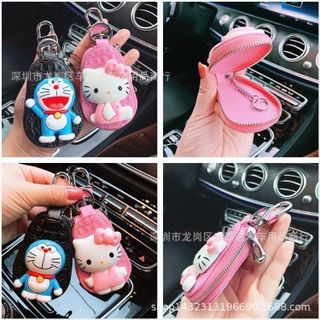 Túi đựng Chìa Khóa Xe ô tô,xe máy đoremon,kitty bằng da nhiều màu - bao khoá học sinh hàng đẹp giá rẻ Kim Huệ Yêu Xe