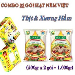 Combo 02 Bịch Hạt Nêm Việt Thịt & Xương Hầm - loại 500gr (tặng kèm 01 hũ Muối Tôm 80gr) giá sỉ