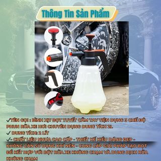Bình tạo bọt tuyết cầm tay tiện dụng 3 chế độ phun rửa xe hơi chuyên dụng loại 2 lít - bình xịt tưới cây Kim Huệ Yêu Xe