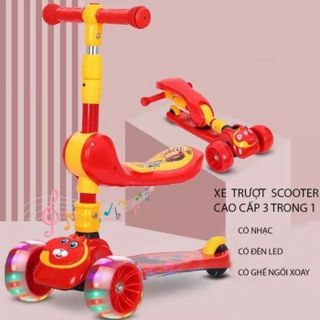 XE TRƯỢT SCOOTER 2 TẦNG CÓ NHẠC ĐÈN CHO BÉ