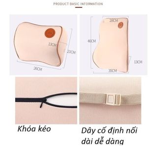 (ảnh thật) Bộ Gối Tựa Đầu và Tựa Lưng Cao Su Non Nguyên Khối Cao Cấp Siêu Đàn Hồi Chống Đau Mỏi