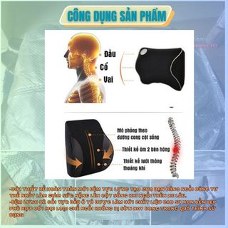 (ảnh thật) Bộ Gối Tựa Đầu và Tựa Lưng Cao Su Non Nguyên Khối Cao Cấp Siêu Đàn Hồi Chống Đau Mỏi