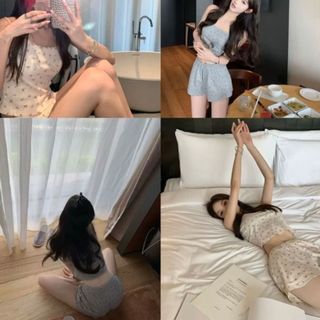 Bộ mặc nhà nữ hoa nhí hai dây