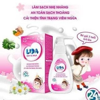 DUNG DỊCH VÊ SINH BÉ GÁI LIDA SOFT & MILK 70ML DÙNG CHO BÉ TỪ 3 TUỔI TRỞ LÊN-BIDOPHARMA USA