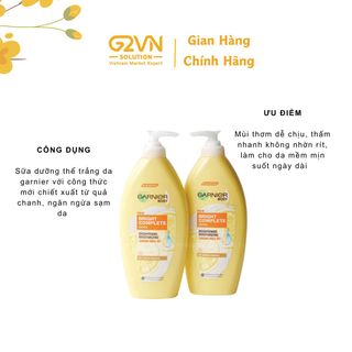 Dưỡng thể Body Garnier New Bright Complete Extra Brightening Moisturizing Serum Milk UV 400ml làm sáng da DATE 2027