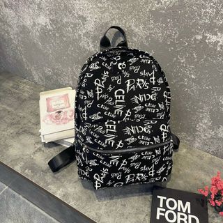 BALO VẢI DÙ CHỮ TRẮNG SIZE 43 VỪA A4, LAPTOP THỜI TRANG CÁ TÍNH WH682 - WINNIE HOUSE