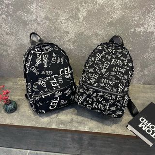 BALO VẢI DÙ CHỮ TRẮNG SIZE 43 VỪA A4, LAPTOP THỜI TRANG CÁ TÍNH WH682 - WINNIE HOUSE