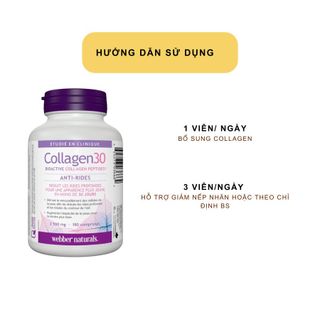 Viên uống đẹp da COLLAGEN30 Bioactive Collagen Peptides Anti - Rides webber Naturals canada DATE T1/2028