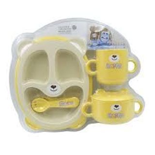 Set khay ăn dặm 6 món, bộ khay ăn dặm lúa mạch hình cua cho bé