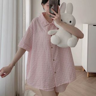 Set bộ đùi Pyjama kẻ xốp cổ Hàn siêu chất