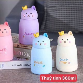 Bình nhựa bọc thủy tinh 360ml cute