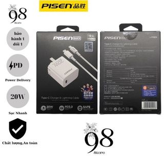 Bộ Sạc Nhanh 20W Pisen TS-C140 Type-C Ra Lightning (PU)