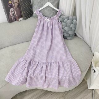Set váy 2 dây kẻ xốp siêu xinh.