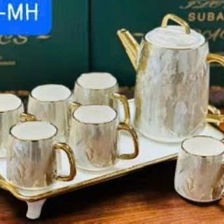 Bộ bình cốc uống trà sứ vân đá kèm khay kiểu Bắc Âu ( THÙNG 8B) giá sỉ