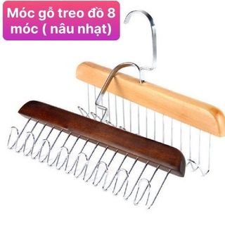 Móc gỗ treo đồ 8 móc (NÂU NHẠT) giá sỉ