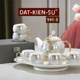 HÀNG CÓ SẴN Bộ Ấm Chén Sứ Vân Đá Cao Cấp / Ấm Chén Uống Trà / Viền Vàng Sang Trọng / Quà Tặng Ý Nghĩa GỐM SỨ CAO CẤP
