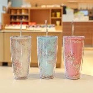 Ly uống nước 750ml bọt biển, nhựa 2 lớp giữ nhiệt 3h-4h, tặng kèm ống hút tiện lợi, có túi đựng mang đi học đi làm