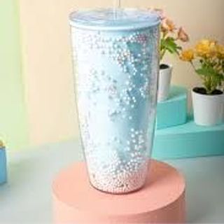 Ly uống nước 750ml bọt biển, nhựa 2 lớp giữ nhiệt 3h-4h, tặng kèm ống hút tiện lợi, có túi đựng mang đi học đi làm