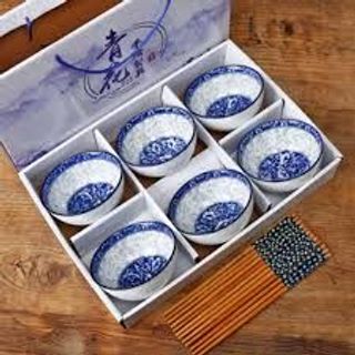 Bát Canh Bộ Đồ Ăn Chống bỏng Retro Màu Xanh Và Trắng Sứ Series Cảnh Đức Trấn Bộ Đồ Ăn Gốm Sứ Quà Tặng Tốt Nhất