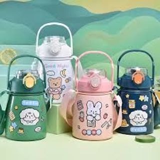Bình nước giữ nhiệt 800ml , bình giữ nhiệt cute có ống hút, inox 304 cao cấp không rỉ tặng kèm sticker