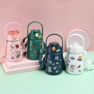 Bình nước giữ nhiệt 800ml , bình giữ nhiệt cute có ống hút, inox 304 cao cấp không rỉ tặng kèm sticker