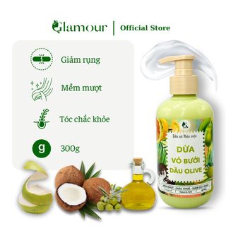 Dầu Xả Dừa Vỏ Bưởi Dầu Olive Glamour 300gr, dầu xả thảo mộc mềm mượt, ngừa gãy rụng - khô – chẻ ngọn