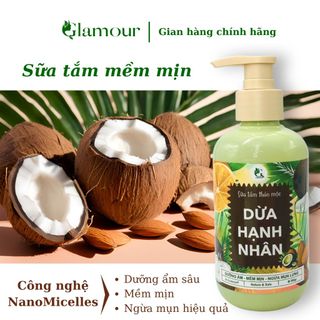 Sữa Tắm Mềm Mịn Da Từ Dừa, Sữa Hạnh Nhân Glamour 500gr - sữa tắm mềm mịn dưỡng ẩm, ngừa mụn lưng