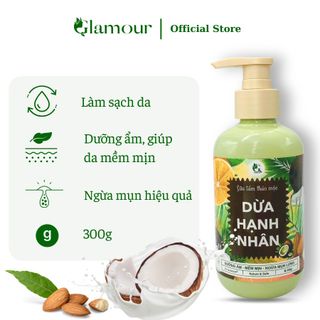 Sữa Tắm Mềm Mịn Da Từ Dừa, Sữa Hạnh Nhân Glamour 300gr - sữa tắm mềm mịn dưỡng ẩm, ngừa mụn lưng