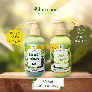 Combo Dầu Gội Xả Gừng Dừa Glamour 300gr - Sạch gàu giảm nấm ngứa, sạch thơm, mềm mịn, giảm mụn lưng giá sỉ