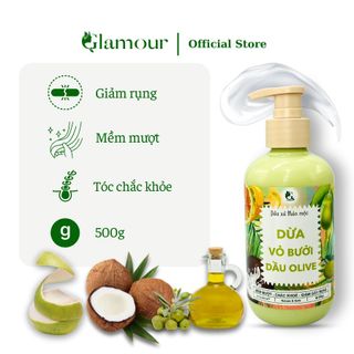 Combo Dầu Gội Xả Gừng Dừa Glamour 500gr - Sạch gàu giảm nấm ngứa, tóc mềm mượt, da sạch thơm