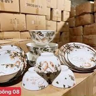 Đĩa Sứ Vuông 8 Hoa 022 (THÙNG 50C)