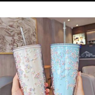 Ly uống nước 750ml bọt biển, nhựa 2 lớp giữ nhiệt 3h-4h, tặng kèm ống hút tiện lợi, có túi đựng mang đi học đi làm