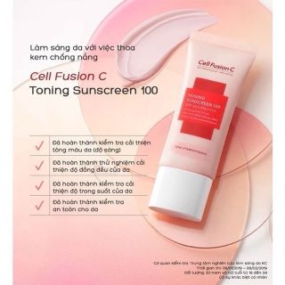 Kem chống nắng Cell Fusion C Hồng  ( 50ML)Toning Sunscreen 100 SPF50+ PA +++Nâng Tông Cho Mọi Loại Da