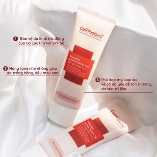 Kem chống nắng Cell Fusion C Hồng  ( 50ML)Toning Sunscreen 100 SPF50+ PA +++Nâng Tông Cho Mọi Loại Da